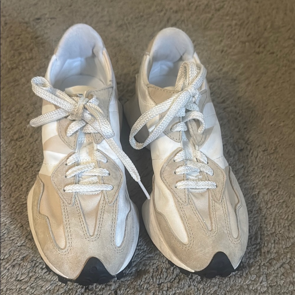 New Balance Cream and White Chunky Athletic Shoes